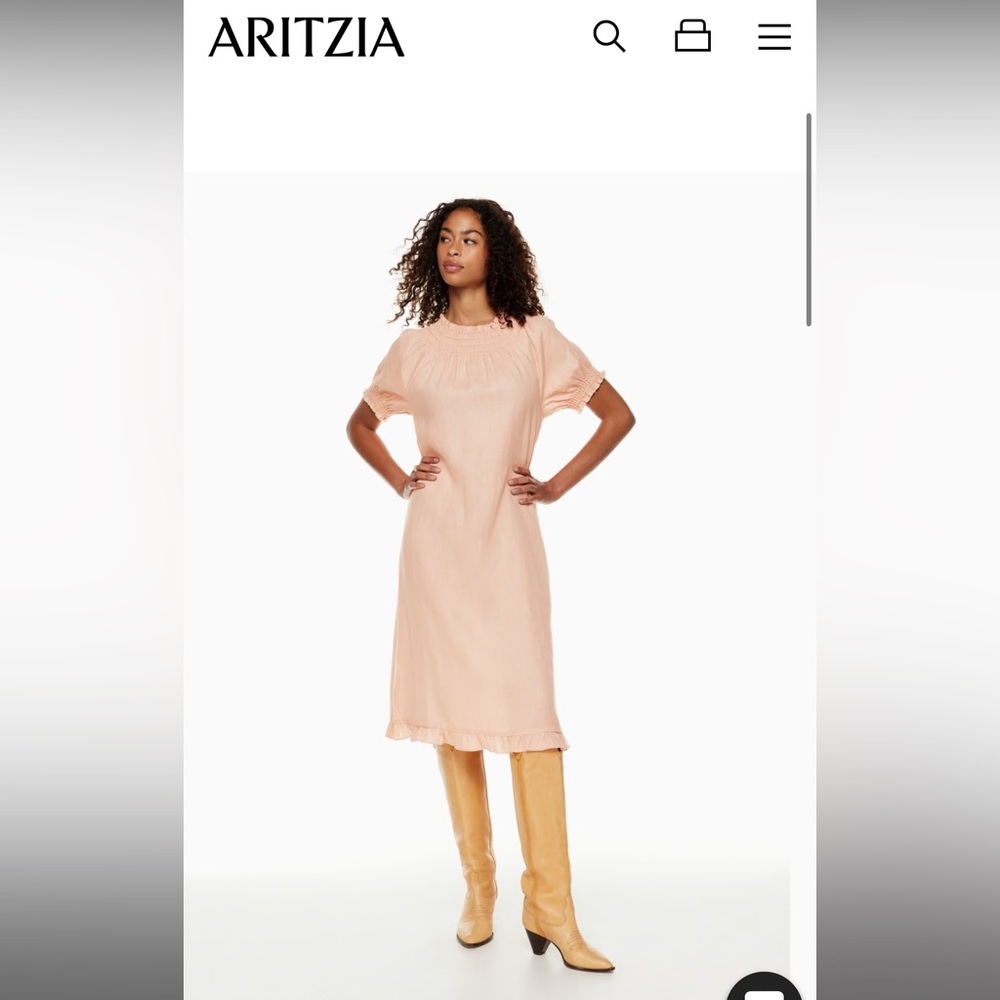 Aritzia, Wilfred Prophecy dress, XS new with tags. Gorg linen in blush color.